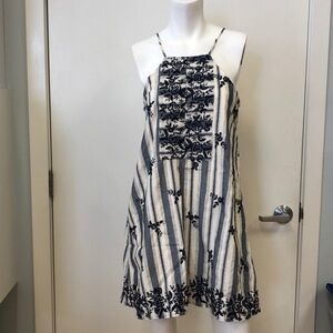 MIAMI BLUE EMBROIDERED HIGH NECK DRESS SIZE SMALL